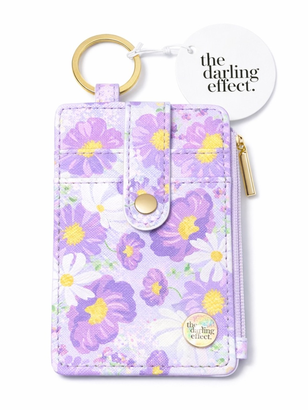 🆕 The Darling Effect Floral Card Holder Keychain Wallet~ Purple Daisy